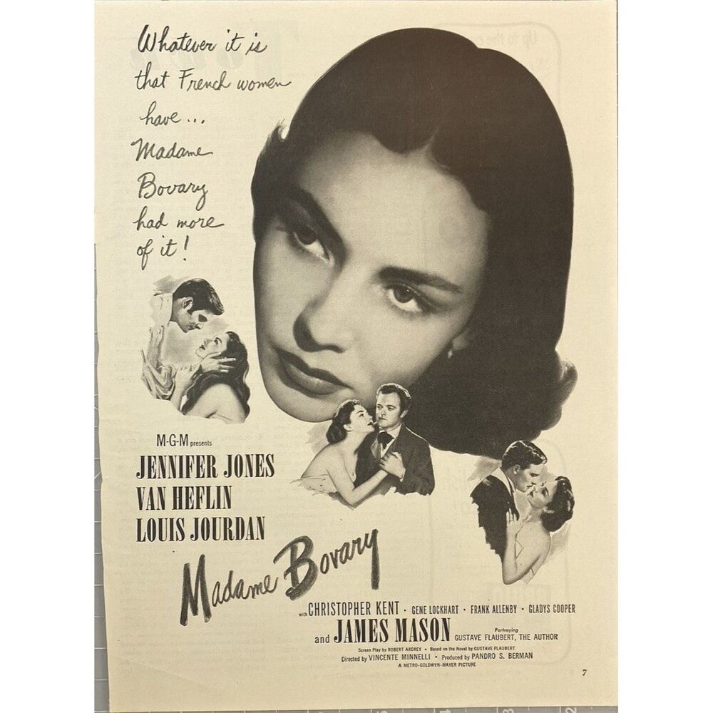 MGM Pictures "Madame Bovary" Jennifer Jones Van Heflin Louis Jourdan Ad 1949